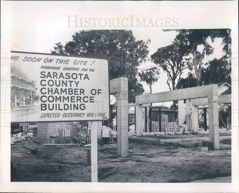 1966 Sarasota County, FL Chamber of Commerce Building Construction Press Photo - Historic Images