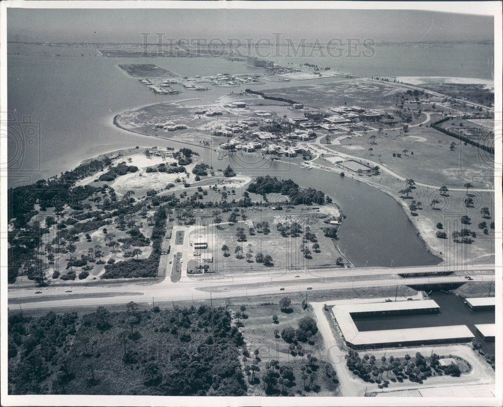 1970 St Petersburg, Florida Aerial View, Downtown &amp; Waterfront Press Photo - Historic Images