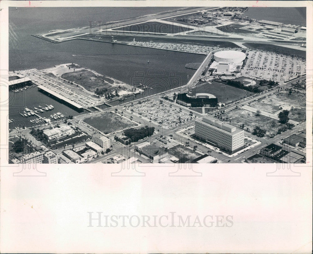 1968 St Petersburg, Florida Aerial View, Downtown & Waterfront Press Photo - Historic Images