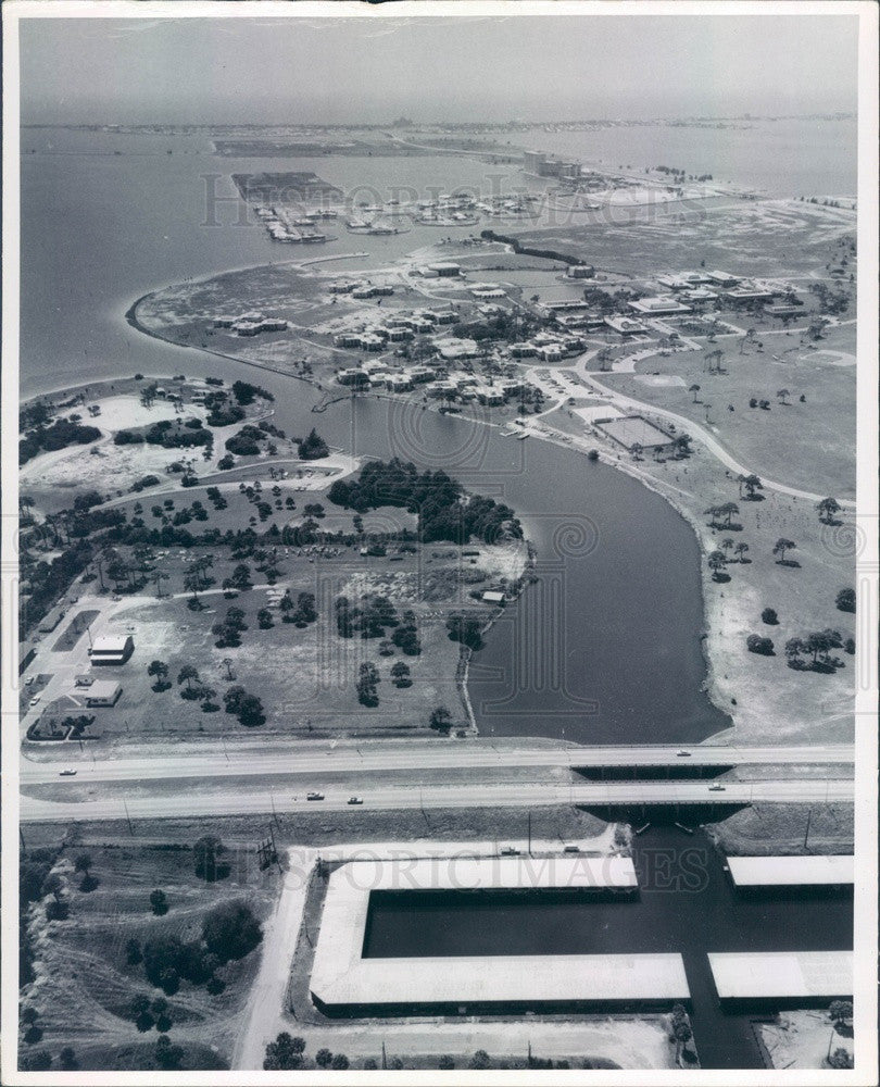 1970 St Petersburg, Florida Aerial View, Downtown &amp; Waterfront Press Photo - Historic Images