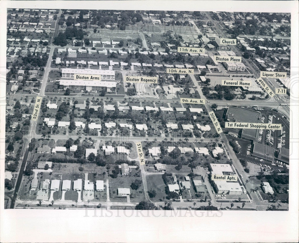 1968 St Petersburg, FL Aerial View, 49th-52nd St N, First Federal Press Photo - Historic Images