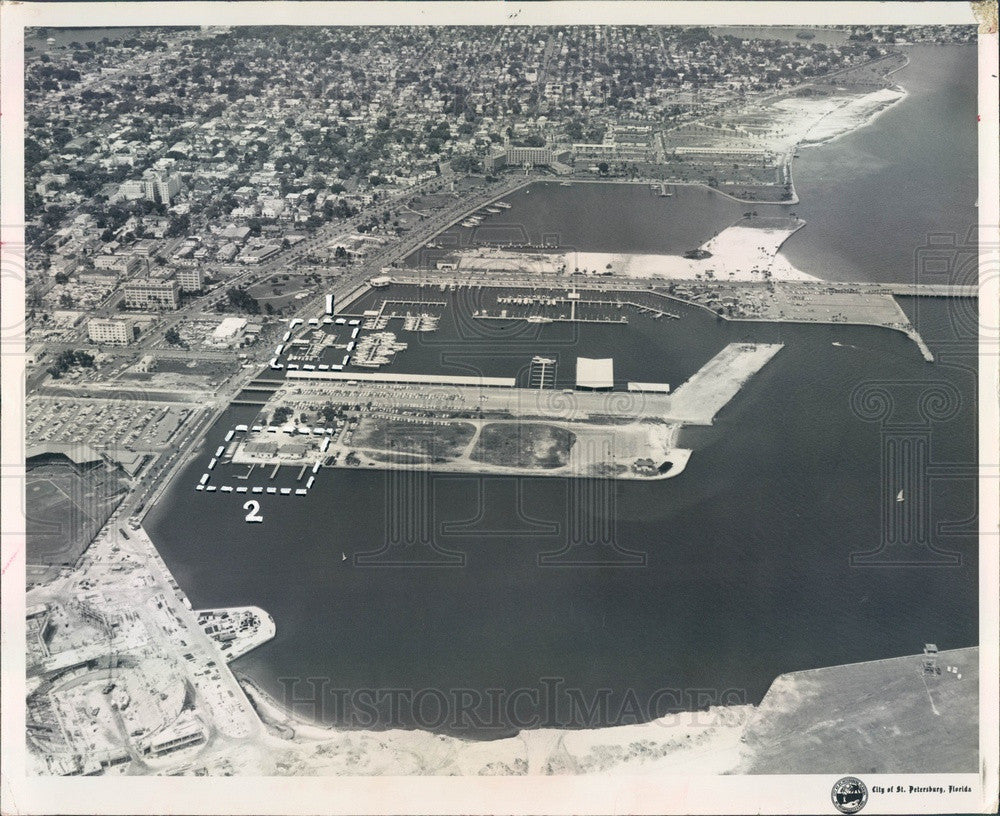 1965 St Petersburg, Florida Aerial View, Downtown & Waterfront Press Photo - Historic Images