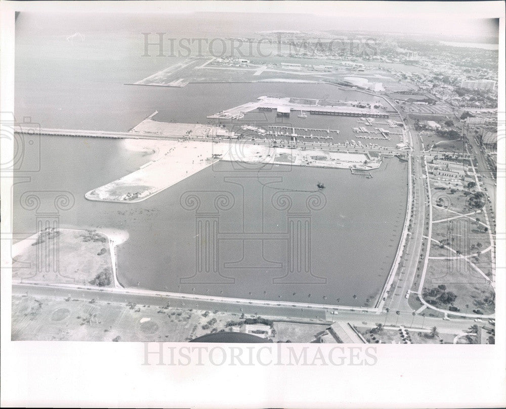 1965 St Petersburg, Florida Aerial View, Downtown &amp; Waterfront Press Photo - Historic Images