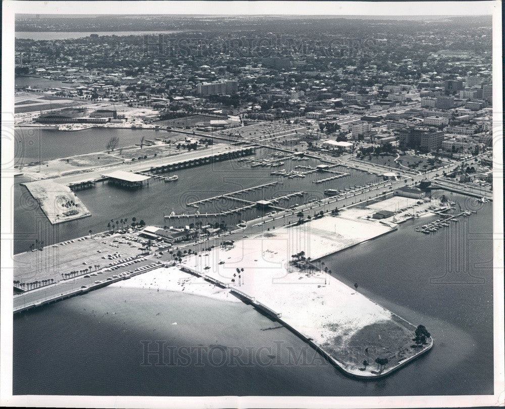 1964 St Petersburg, Florida Aerial View, Downtown &amp; Waterfront Press Photo - Historic Images