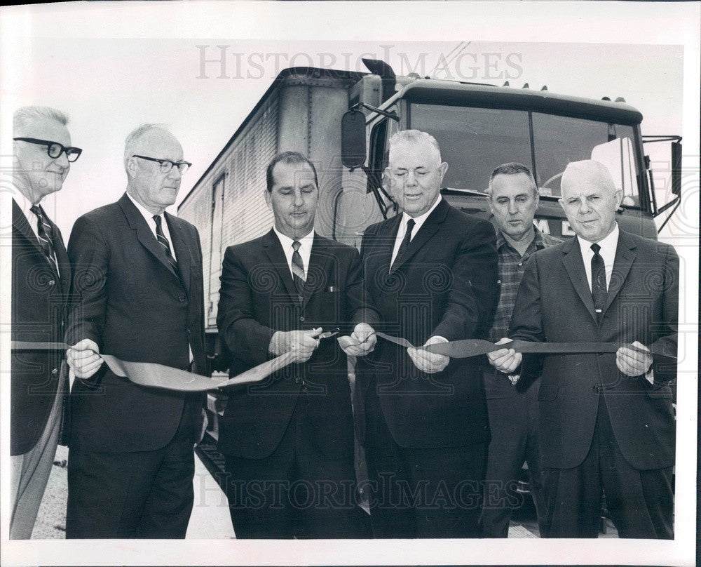 1966 Bradenton, FL Seaboard Railroad Piggyback RR Yard Opening Press Photo - Historic Images