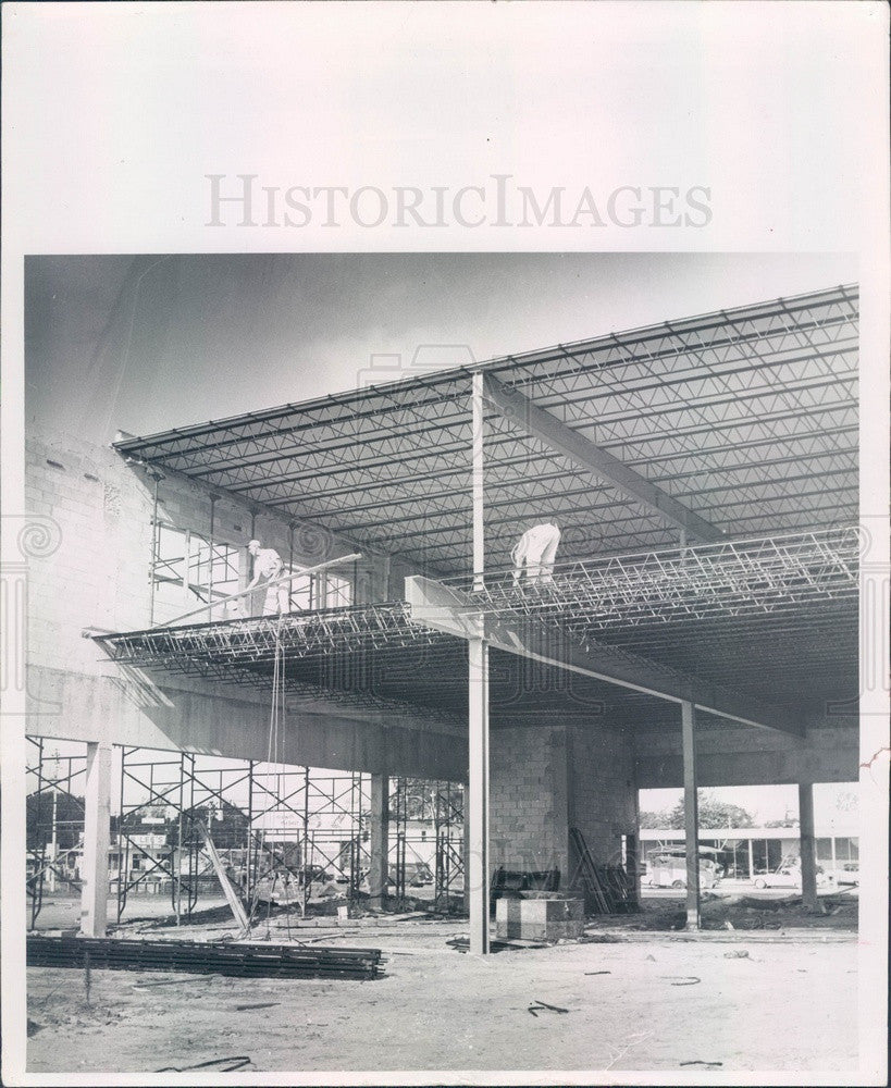 1957 St Petersburg, Florida Central Plaza, North Plaza Construction Press Photo - Historic Images