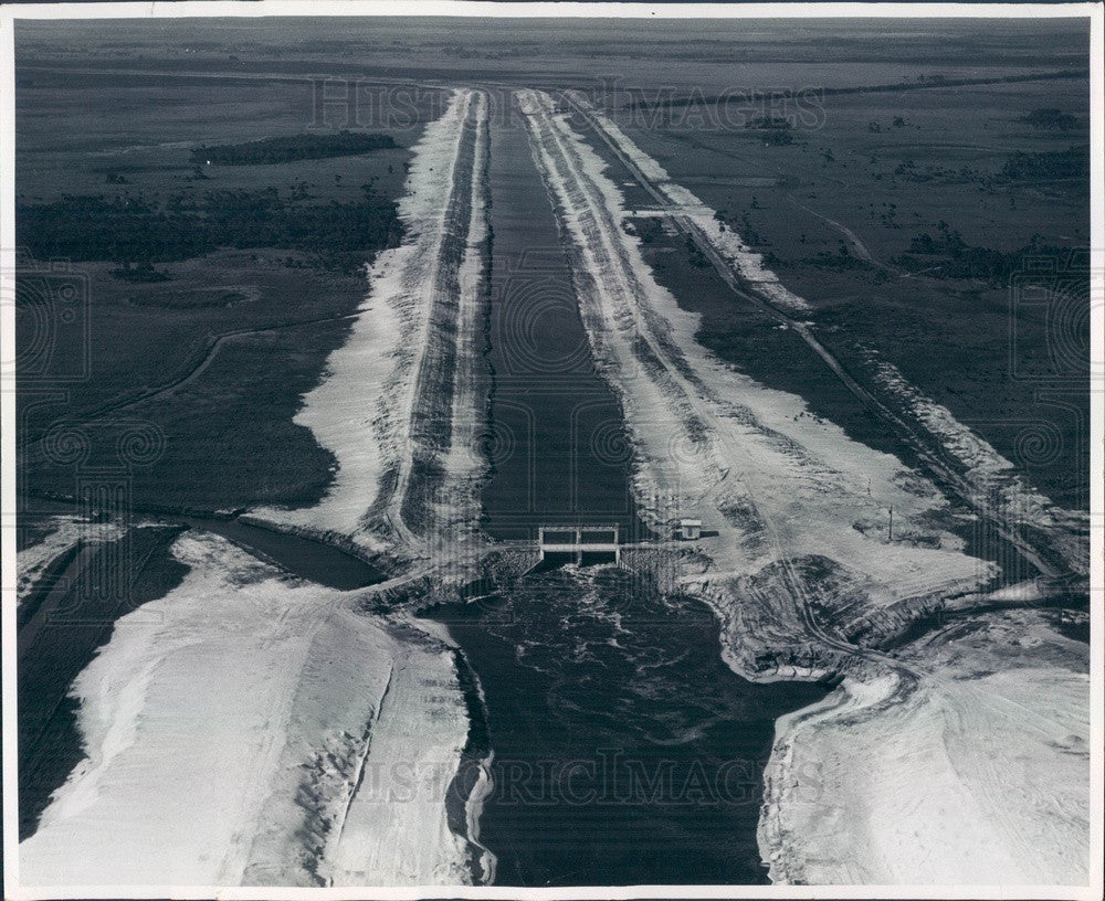 1961 Florida Flood Control, Harney Pond Canal & Structure 70 Aerial Press Photo - Historic Images