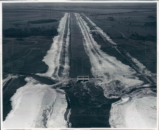 1961 Florida Flood Control, Harney Pond Canal & Structure 70 Aerial Press Photo - Historic Images