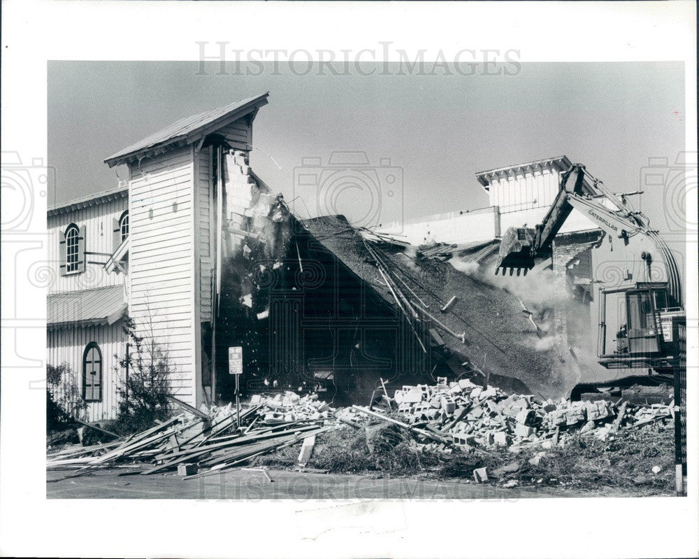 1990 Clearwater, Florida Shelloy&#39;s Restaurant Demolition Press Photo - Historic Images