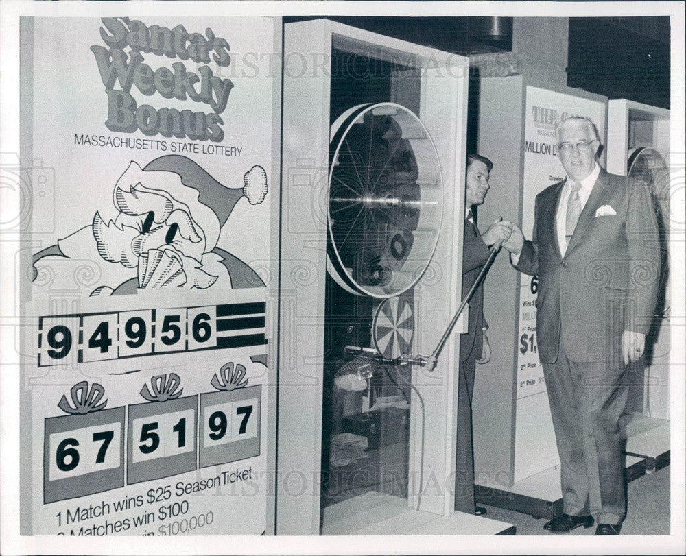 1973 Massachusetts Lottery Commissioner Arthur MacKinnon Press Photo - Historic Images