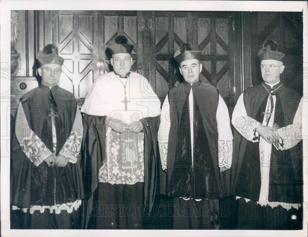 1957 Portland, ME Bishop Daniel Feeney, Archbishop Richard Cushing Press Photo - Historic Images