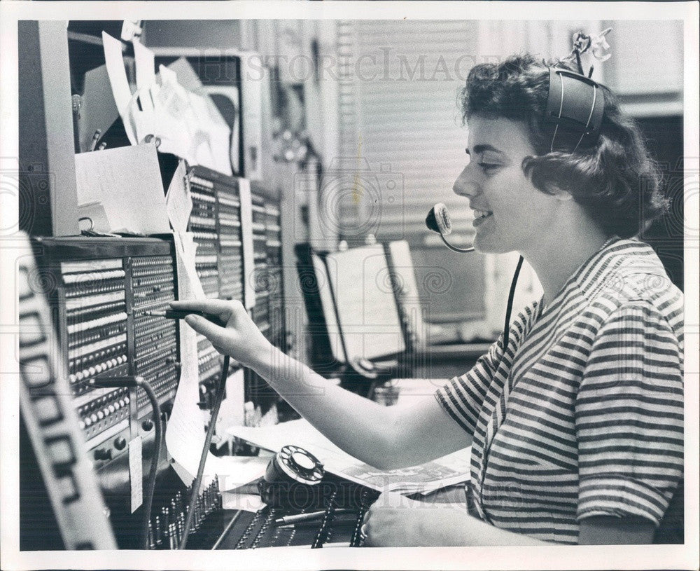 1965 St Petersburg, Florida Times Switchboard Operator Joyce Orman Press Photo - Historic Images
