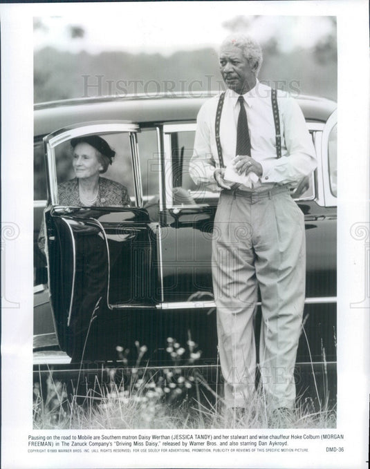 1996 Actors Jessica Tandy & Morgan Freeman in Driving Miss Daisy Press Photo - Historic Images