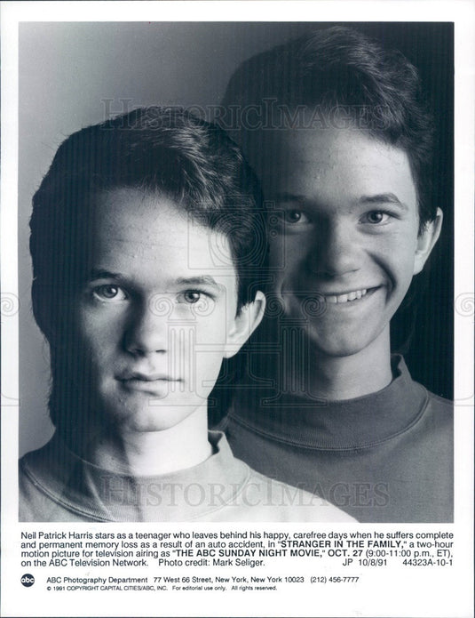 1991 Hollywood Actor Neil Patrick Harris in Stranger In The Family Press Photo - Historic Images