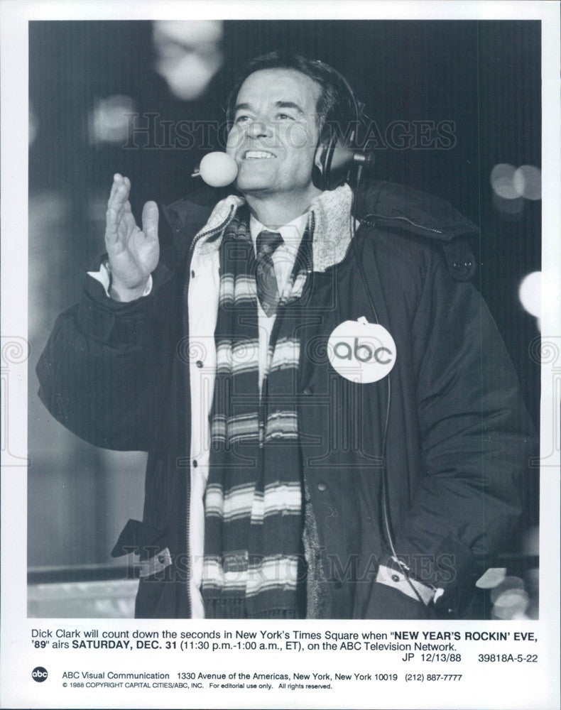 1988 TV & Radio Personality Dick Clark on New Years Rockin Eve Press Photo - Historic Images