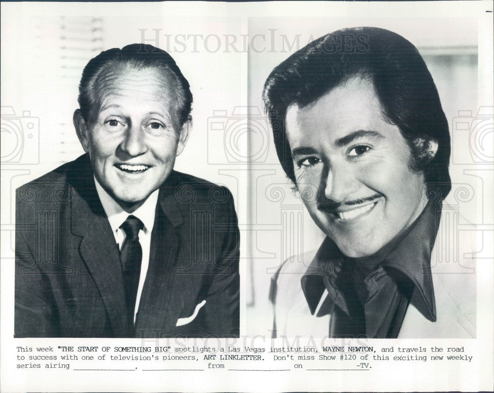 1985 American TV Personality Art Linkletter & Singer Wayne Newton Press Photo - Historic Images