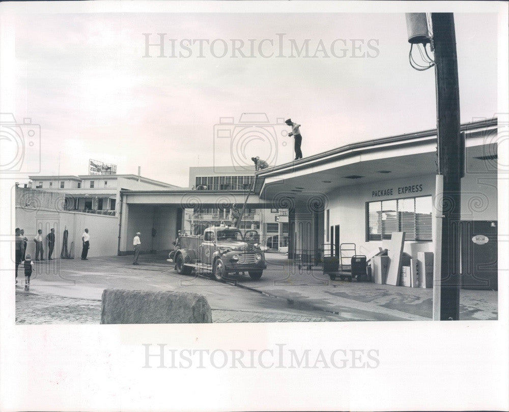 1964 St Petersburg, Florida Firemen on Call at Greyhound Bus Station Press Photo - Historic Images