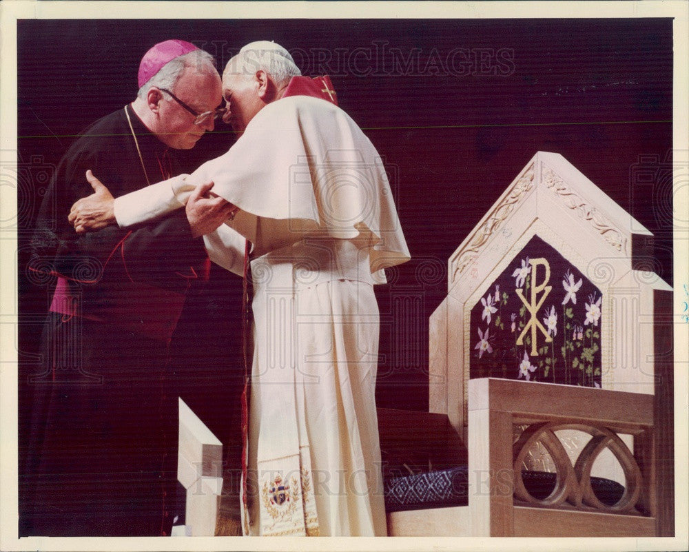 1993 Pope John Paul II & Archbishop Stafford in Denver, Colorado Press Photo - Historic Images