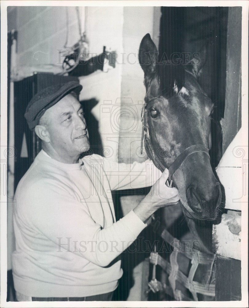 1968 Oldsmar, FL Florida Downs Race Horse Miss Jet Stream & Trainer Press Photo - Historic Images