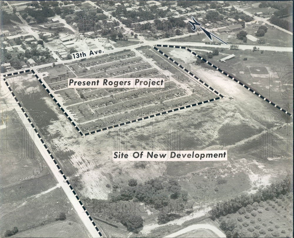 1959 Bradenton, Florida Rogers Housing Development Aerial View Press Photo - Historic Images