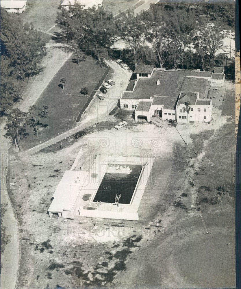 1960 Bradenton, Florida Country Club Pool Construction Aerial View Press Photo - Historic Images