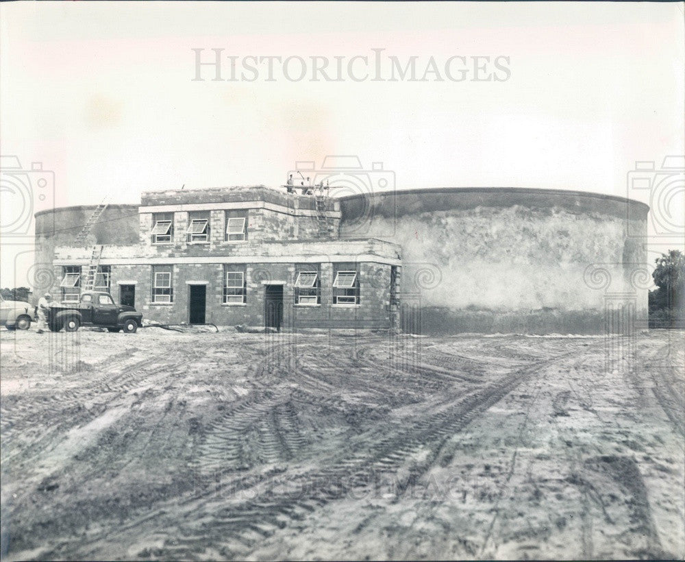 1955 Bradenton, Florida Sewage Disposal Plant Construction Press Photo - Historic Images