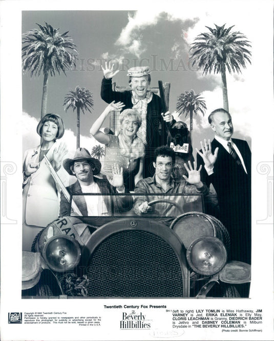 1993 Actors Jim Varney/ErikaEleniak/Cloris Leachman/Diedrich Bader Press Photo - Historic Images