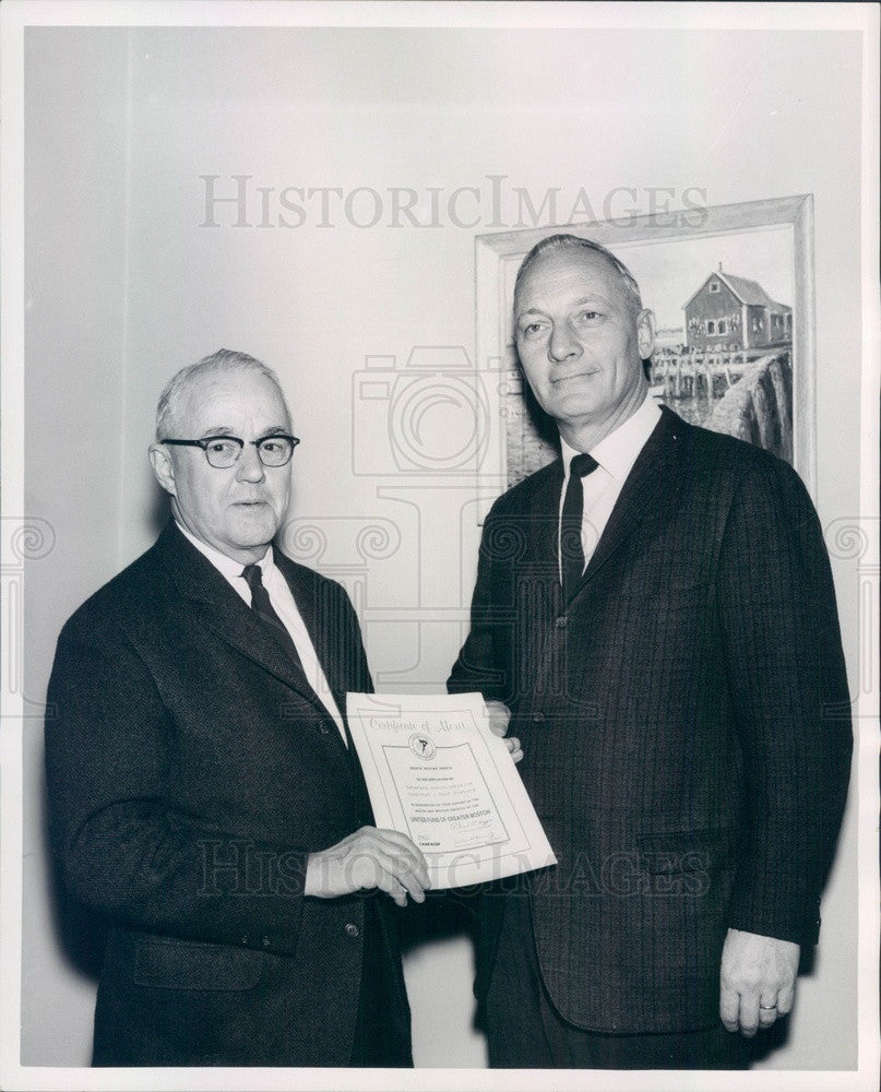 1965 Boston, MA VA Hosp Officials Dr. Richard Stetson & John Sheehan Press Photo - Historic Images