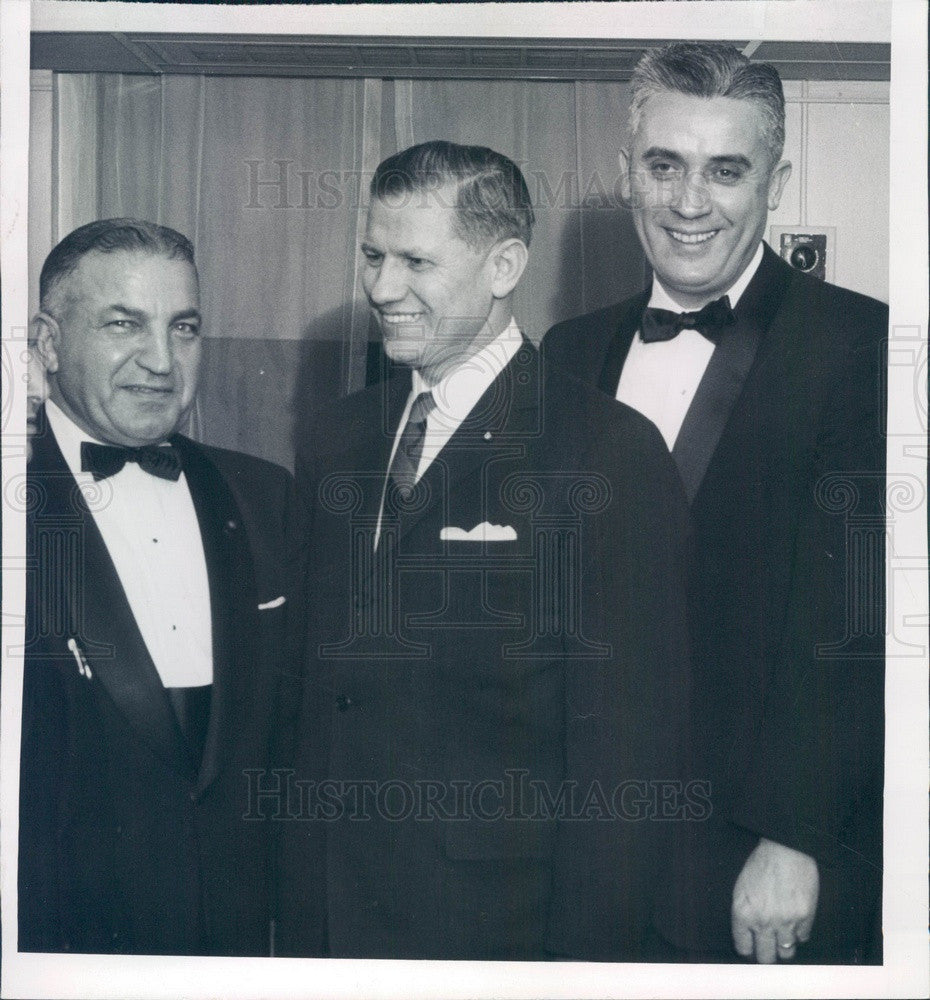 1961 Boston, MA Gov John Volpe, Joseph DeMambro, Norbert Benott Press Photo - Historic Images