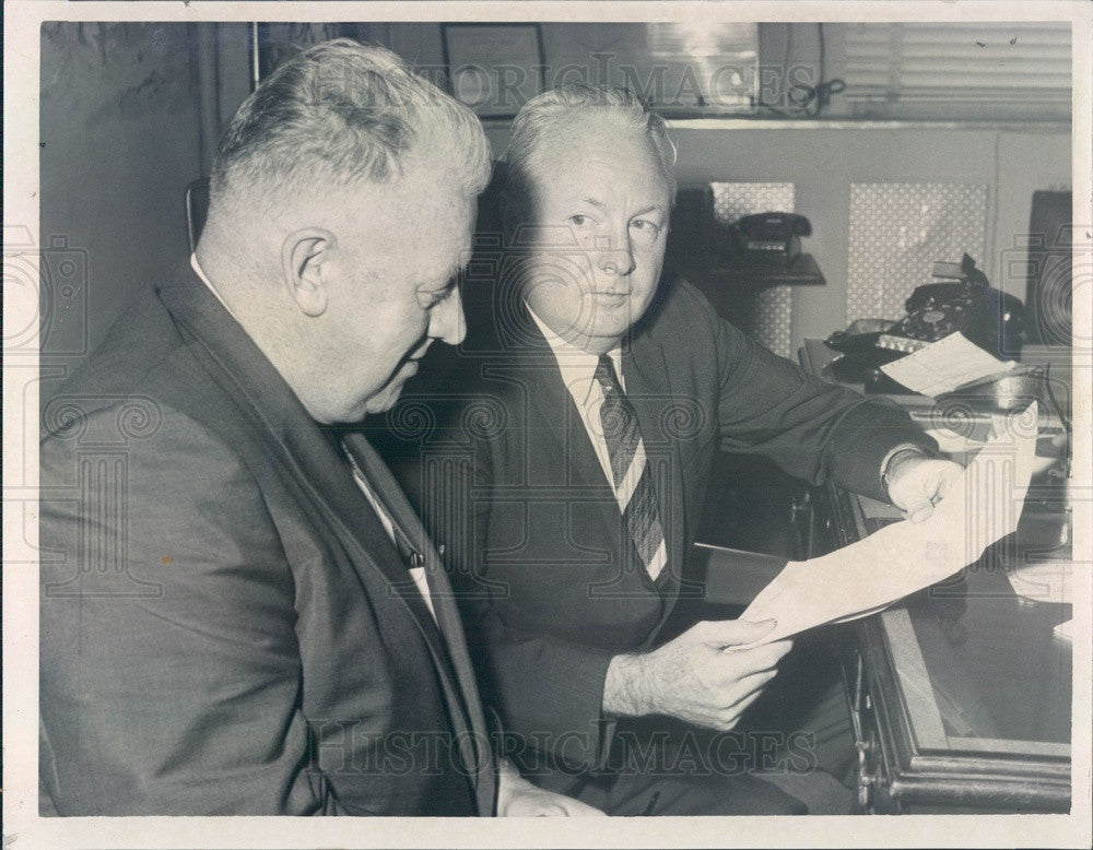 1966 Boston, MA Mayor Collins, Police Deputy Supt Edward Mannix Press Photo - Historic Images