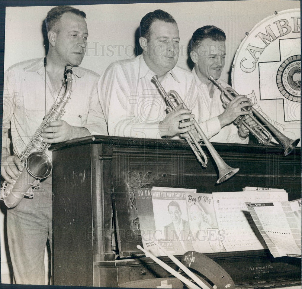 1947 Cambridge, MA Fire Dept Band, Paul Touchette, Jim Sullivan Press Photo - Historic Images