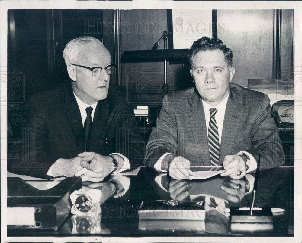 1960 MA Corrections Commissioner George McGrath, Warden John Gavin Press Photo - Historic Images