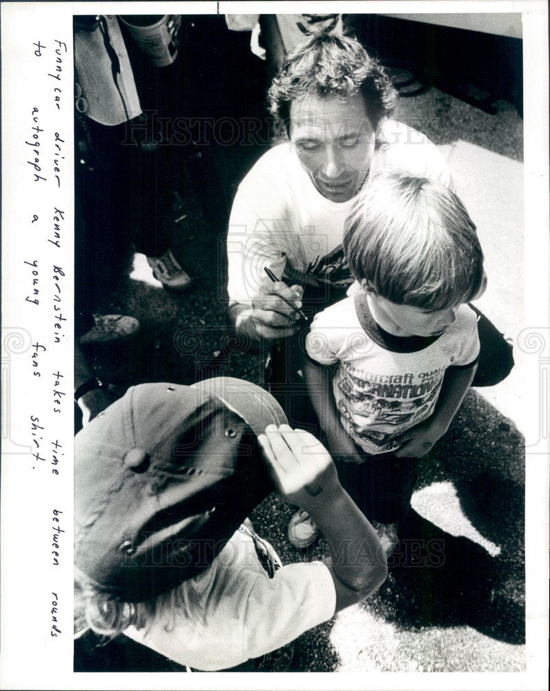 1987 Drag Racer Kenny Bernstein, Budweiser King Funny Car Driver Press Photo - Historic Images