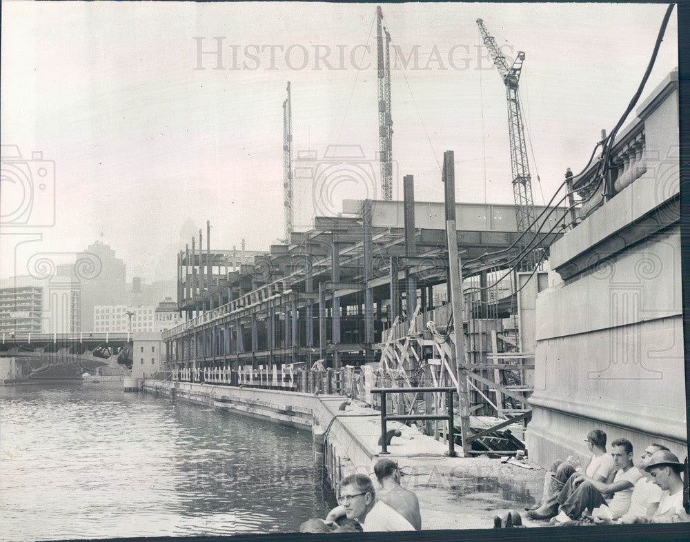 1956 Chicago, Illinois Sun-Times Bldg Construction Press Photo - Historic Images