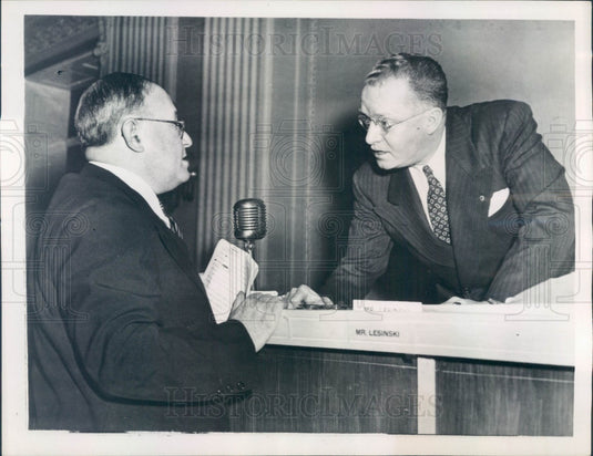 1947 US Rep Fred Hartley Jr of NJ, David Stern, Philadelphia Record Press Photo - Historic Images