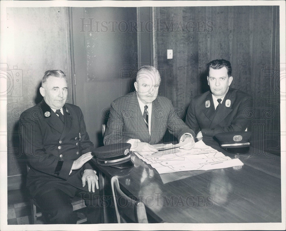 1952 Boston MA Fire Chief John Stapleton, Fire Comm Michael Kelleher Press Photo - Historic Images