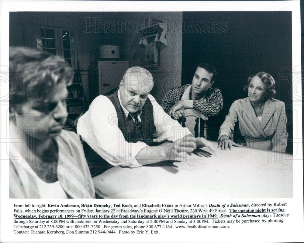 1999 Actors Kevin Anderson, Brian Dennehy, Ted Koch, Elizabeth Franz Press Photo - Historic Images