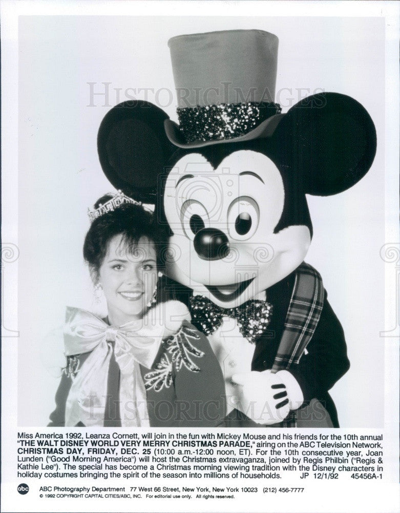 1992 Miss America 1992 Leanza Cornett Hosts Walt Disney World Press Photo - Historic Images