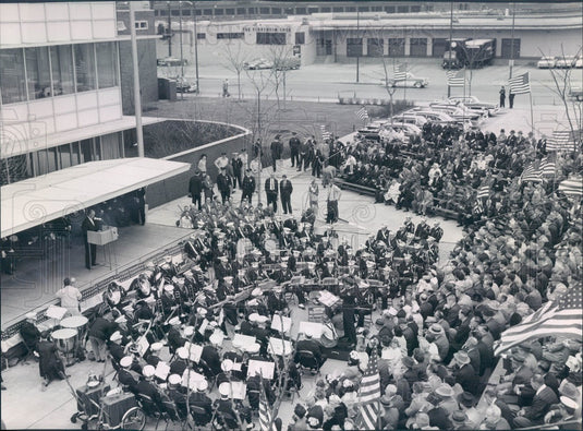 1961 Chicago, IL Fire Academy Dedication, Fire Comm Robert Quinn Press Photo - Historic Images