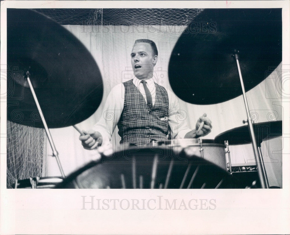 1963 English Rock Band The Roaring 20&#39;s Drummer Skip Pittman Press Photo - Historic Images