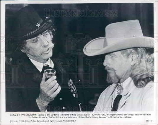 1976 American Hollywood Actors Paul Newman & Burt Lancaster Press Photo - Historic Images