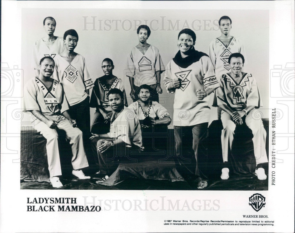 1987 Male Vocal Group Ladysmith Black Mambazo Press Photo - Historic Images