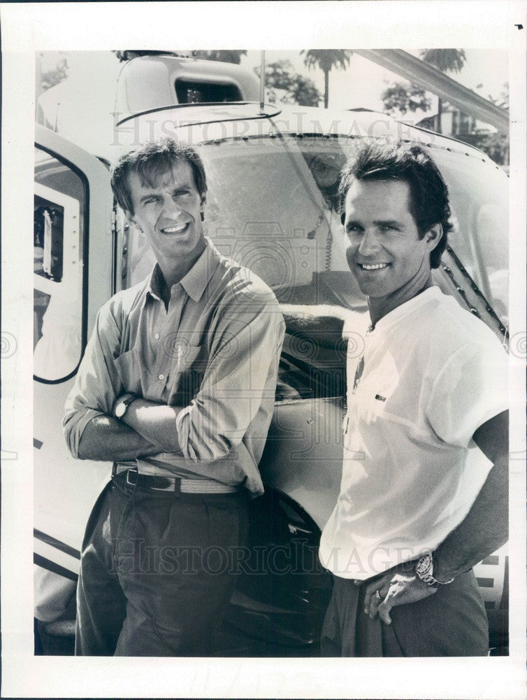 1985 Hollwyood Actors Beau Gravitte &amp; Gregory Harrison Press Photo - Historic Images