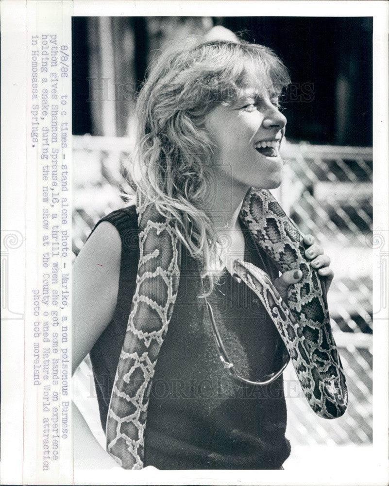 1986 Homosassa Springs, Florida Nature World Burmese Python Press Photo - Historic Images