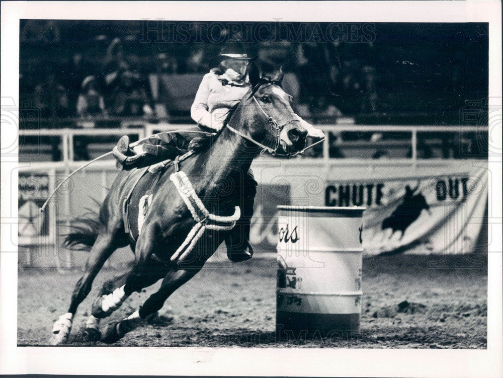 1984 Denver, Colorado Rodeo Rider Shanna Bush Press Photo - Historic Images