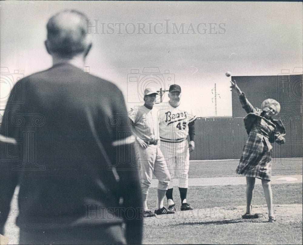 1972 Denver Bears Home Opener Pitch by Mrs John Love, Wife of CO Gov Press Photo - Historic Images