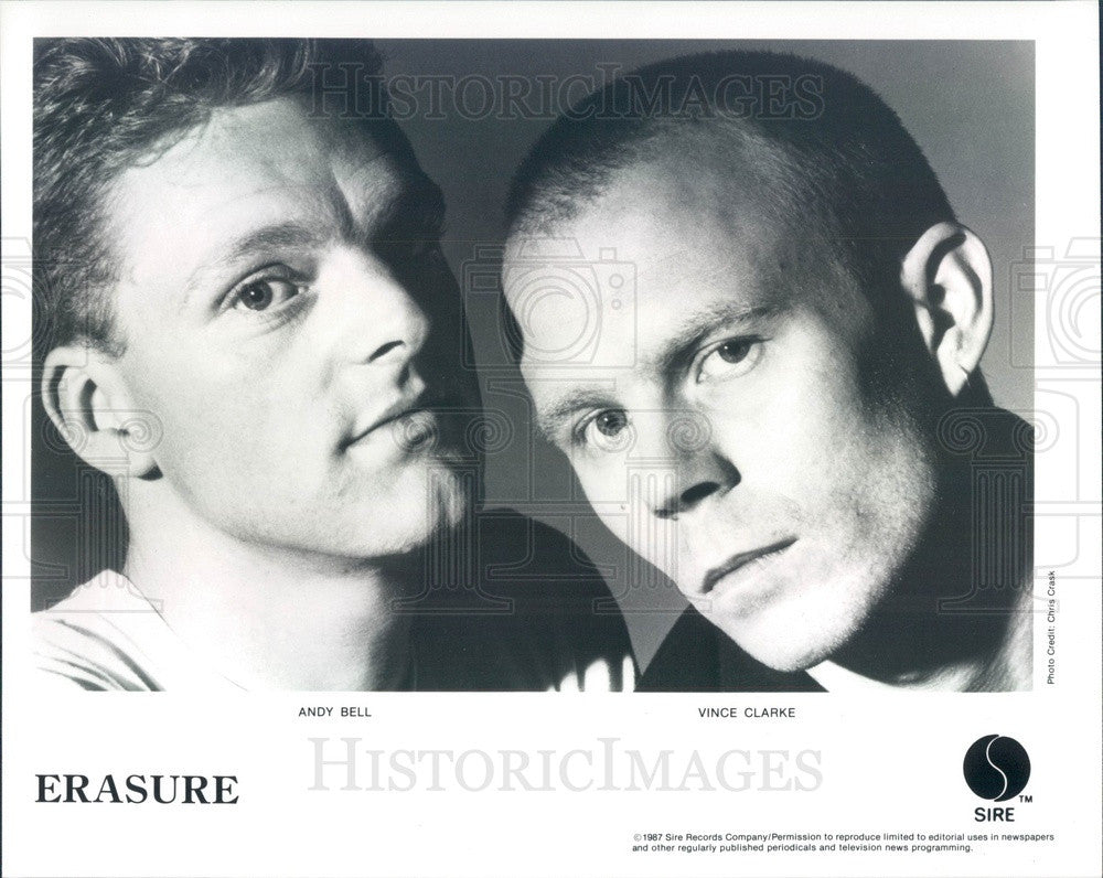 1988 New Wave &amp; Synthpop Duo Erasure Andy Bell &amp; Vince Clarke Press Photo - Historic Images