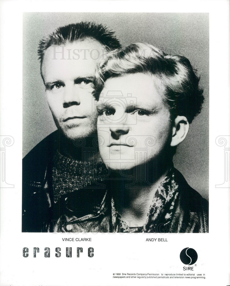 1992 New Wave & Synthpop Duo Erasure Andy Bell & Vince Clarke Press Photo - Historic Images