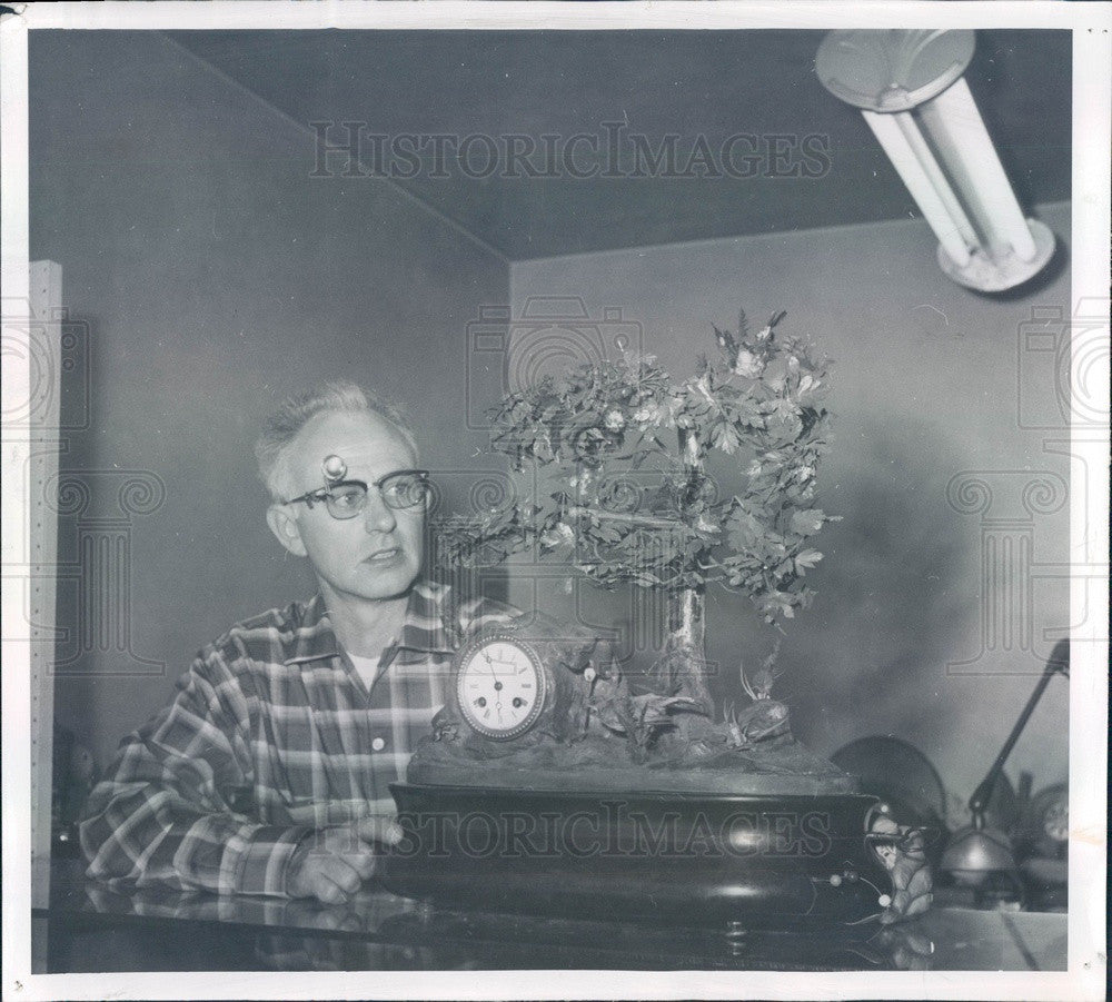 1960 Denver, Colorado Clock Repairman Eldon Elliott Press Photo - Historic Images