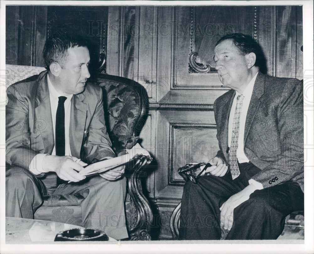 1962 Guatemala President Miguel Ydigoras Fuentes &amp; Gerry Robichaud Press Photo - Historic Images